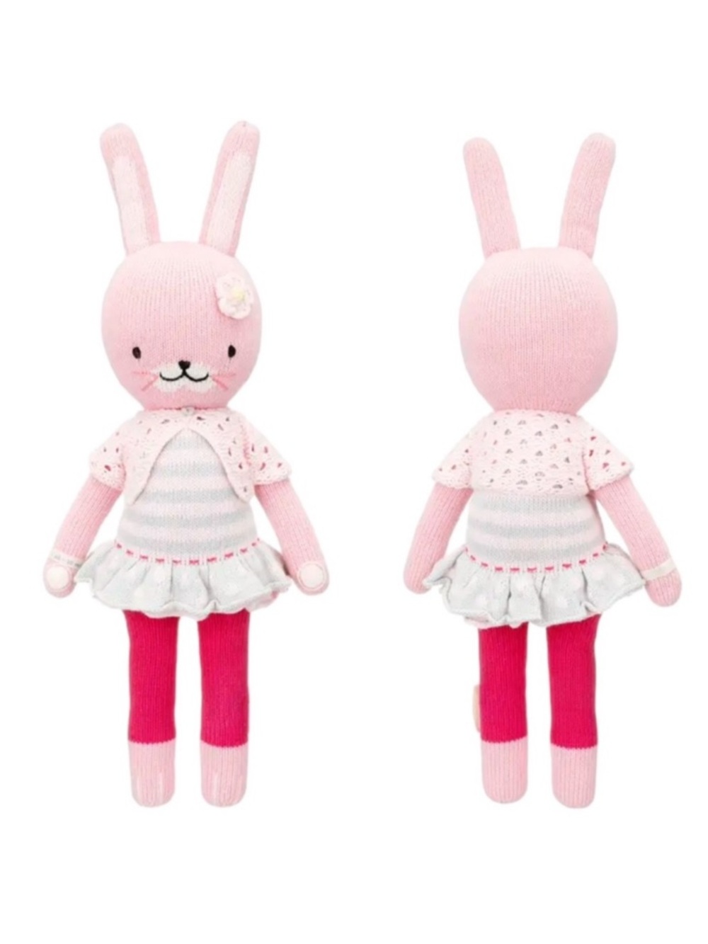 Cuddle & Kind Chloe The Bunny Large Hand Knit Plush Doll Stuffed Animal Toy Pink